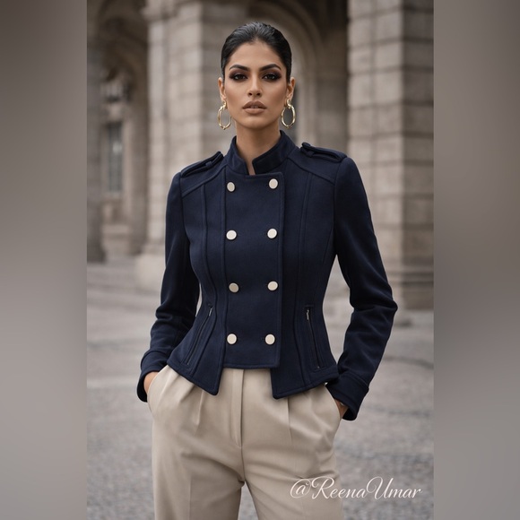 BCBGMAXAZRIA "Royce" Double-Breasted Military Jacket - Magenta | XXS - Picture 2 of 9